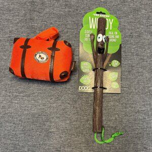 Two pet toys - DOOG Fetch stick & PET PLAY Soft toy suitcase with squeaker
